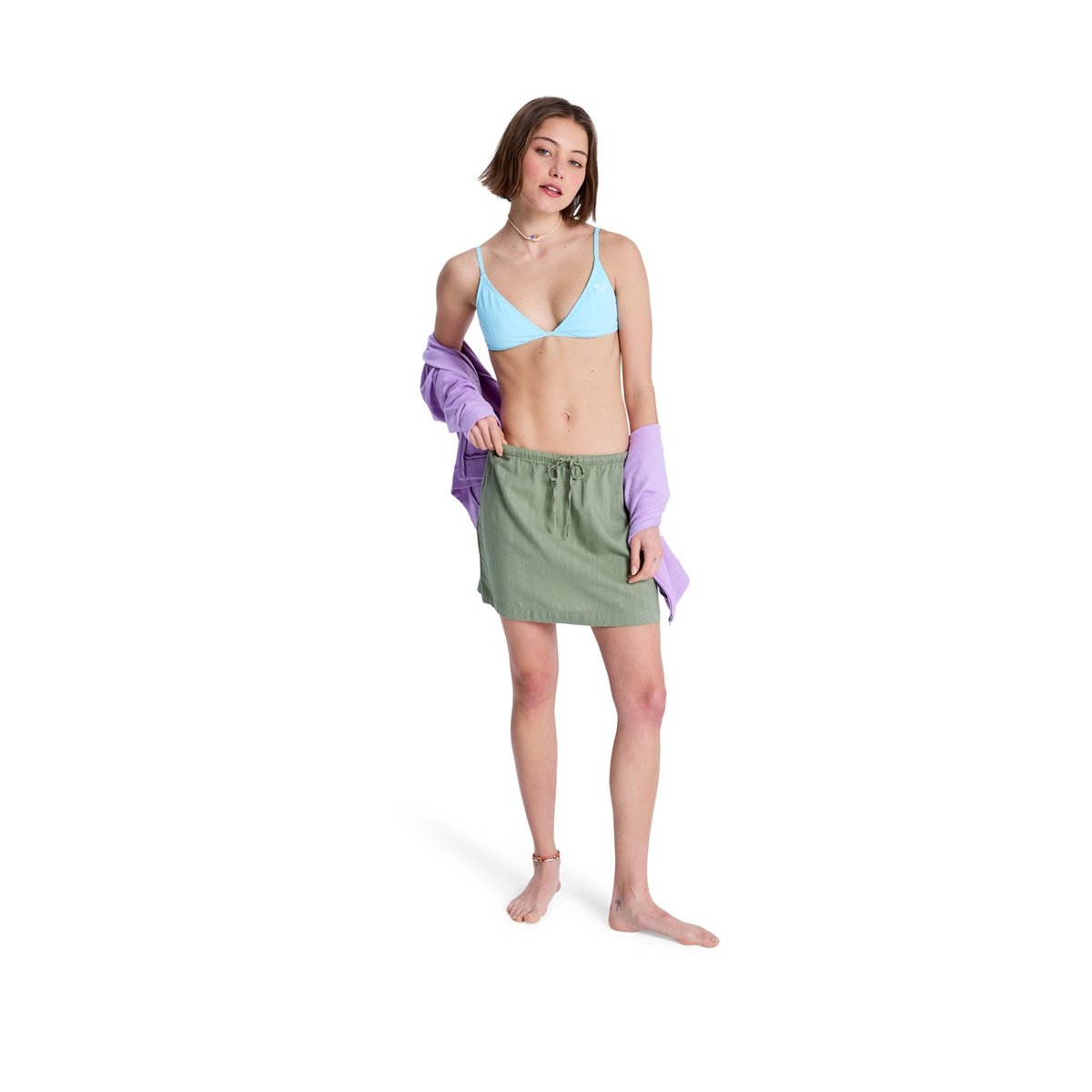 Jupe élastiquée OVER THE WAVES MINI. vert oil green, ROXY