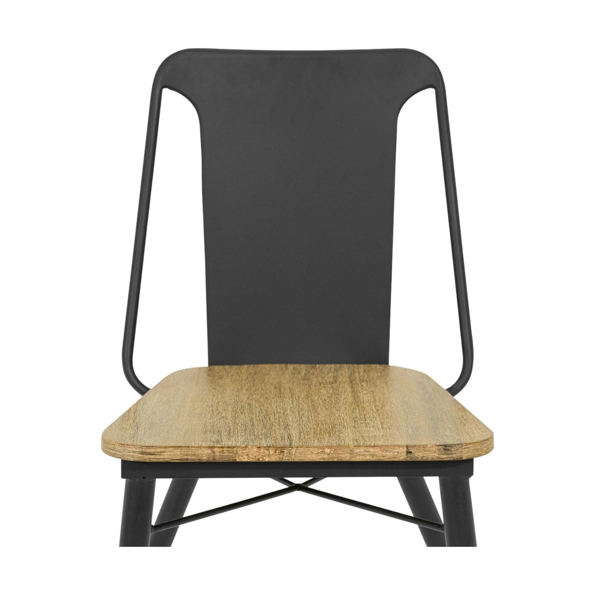 Chaise industrielle bois et métal noir BROOKLYN noir, PIER IMPORT