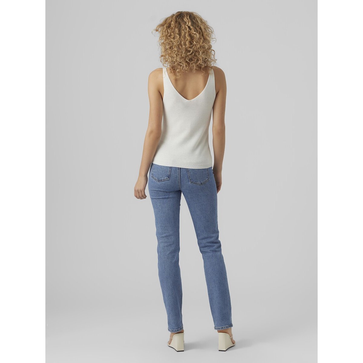 Top com decote em V branco, VERO MODA