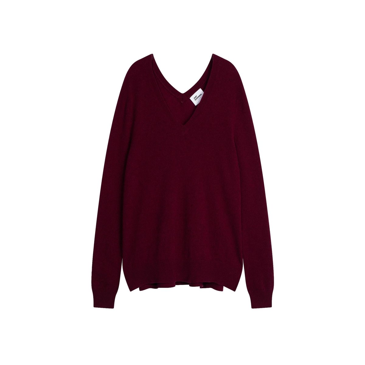 Pull Col V Devant Et Dos Bordeaux Opal bordeaux, JUST CASHMERE