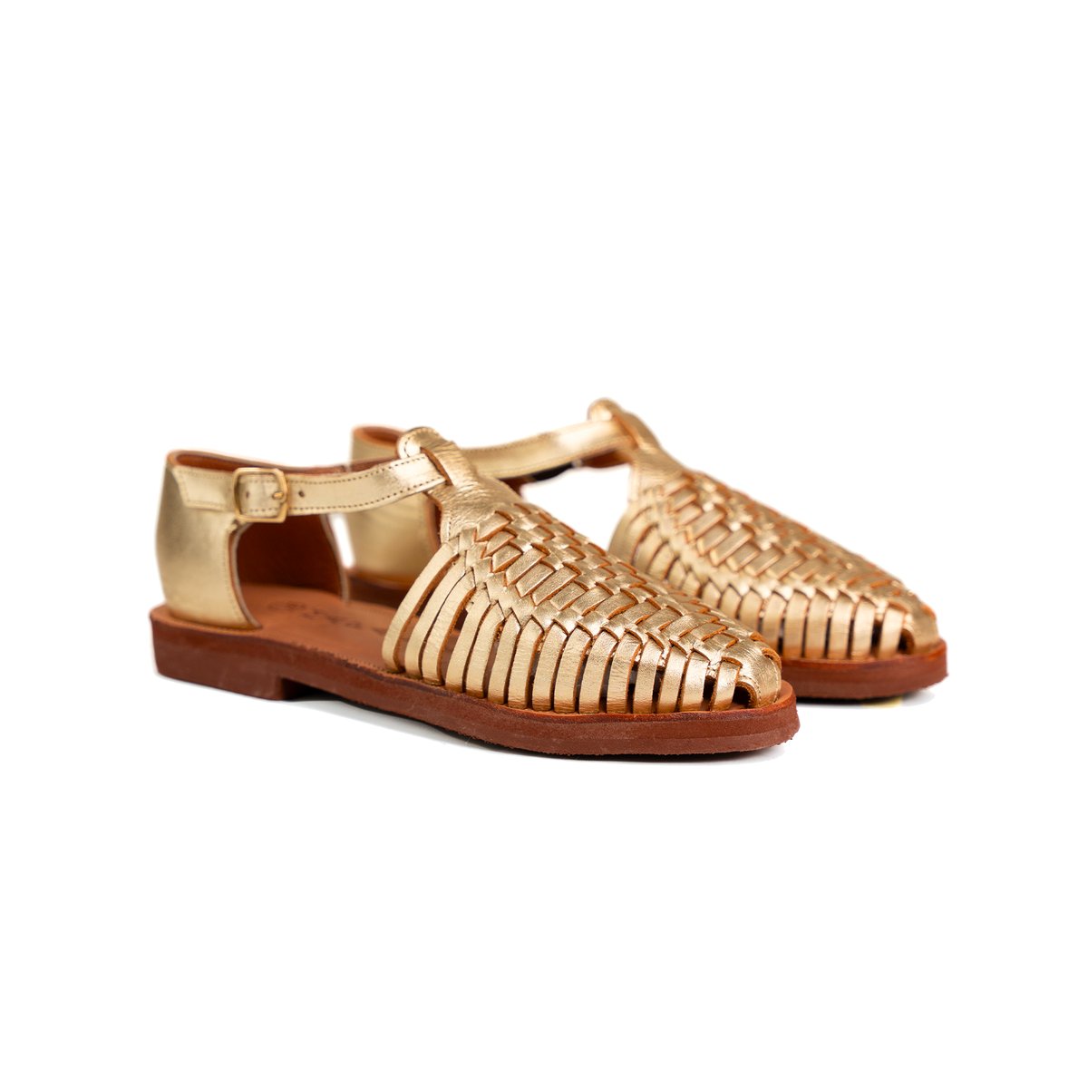 Sandale huarache en cuir tressé PEONIA champagne, MAPACHE