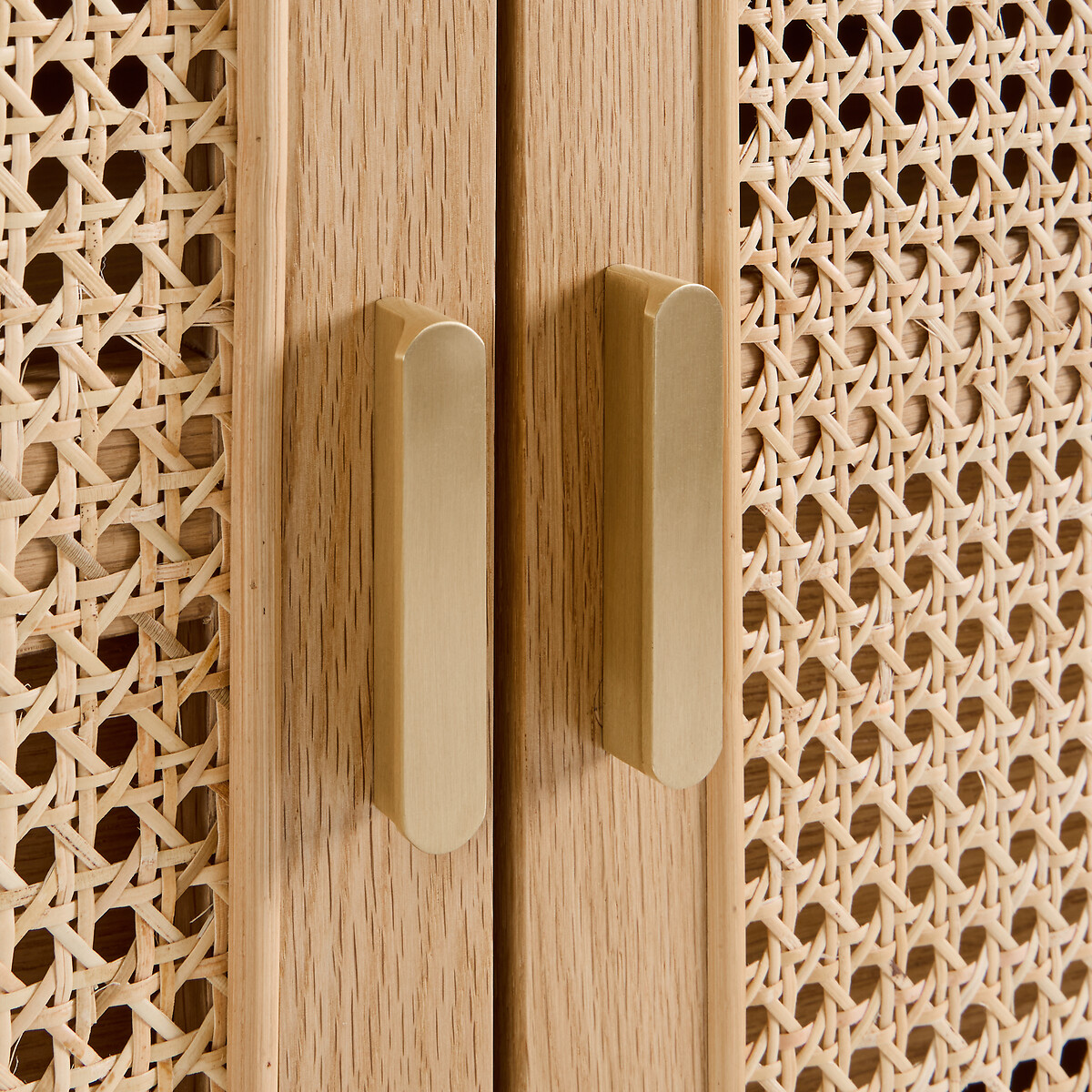 Credenza a 2 ante in impiallacciato di rovere e cannage, MATHEO color quercia, LA REDOUTE INTERIEURS