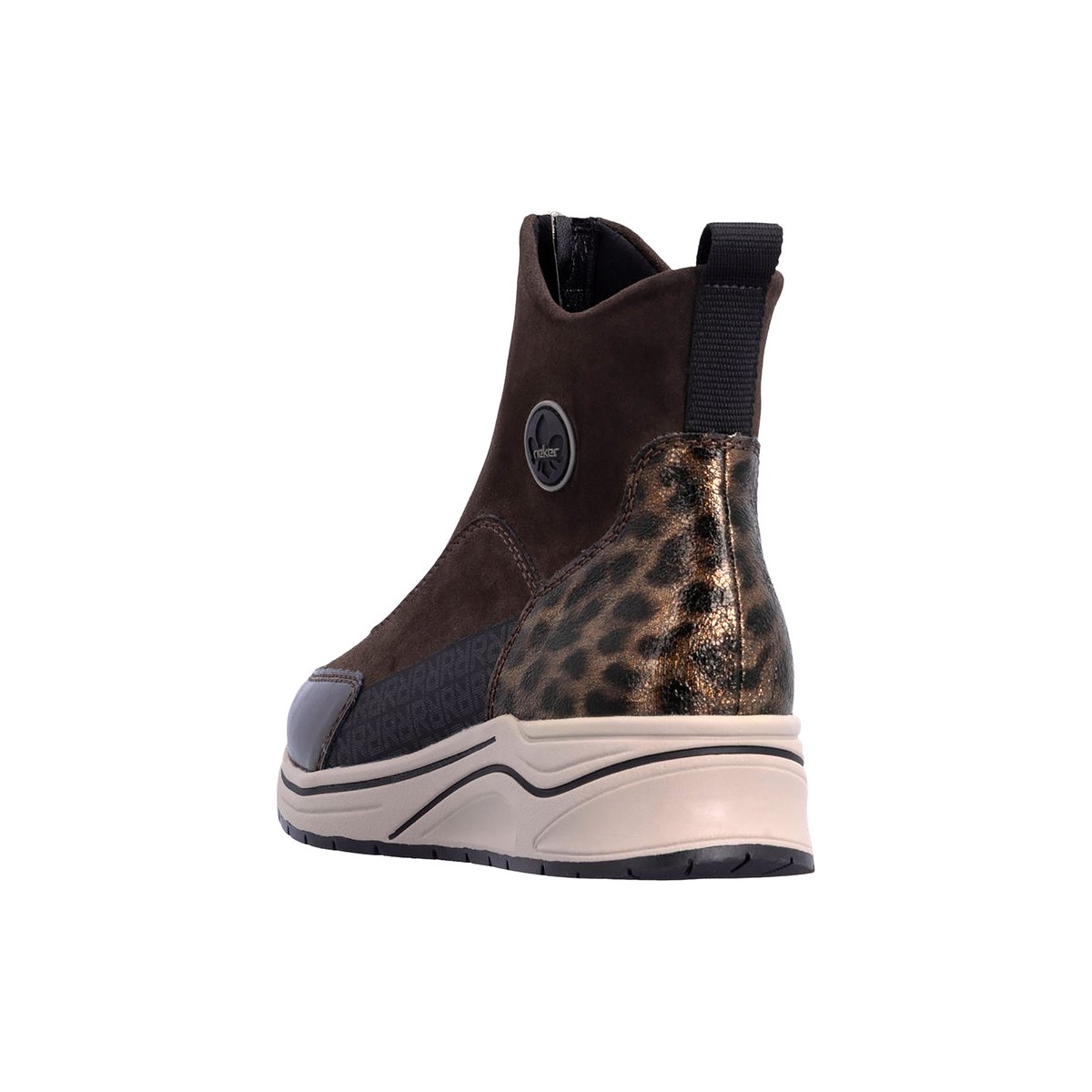 Basket Montante à Zip Newa marron - combi, RIEKER