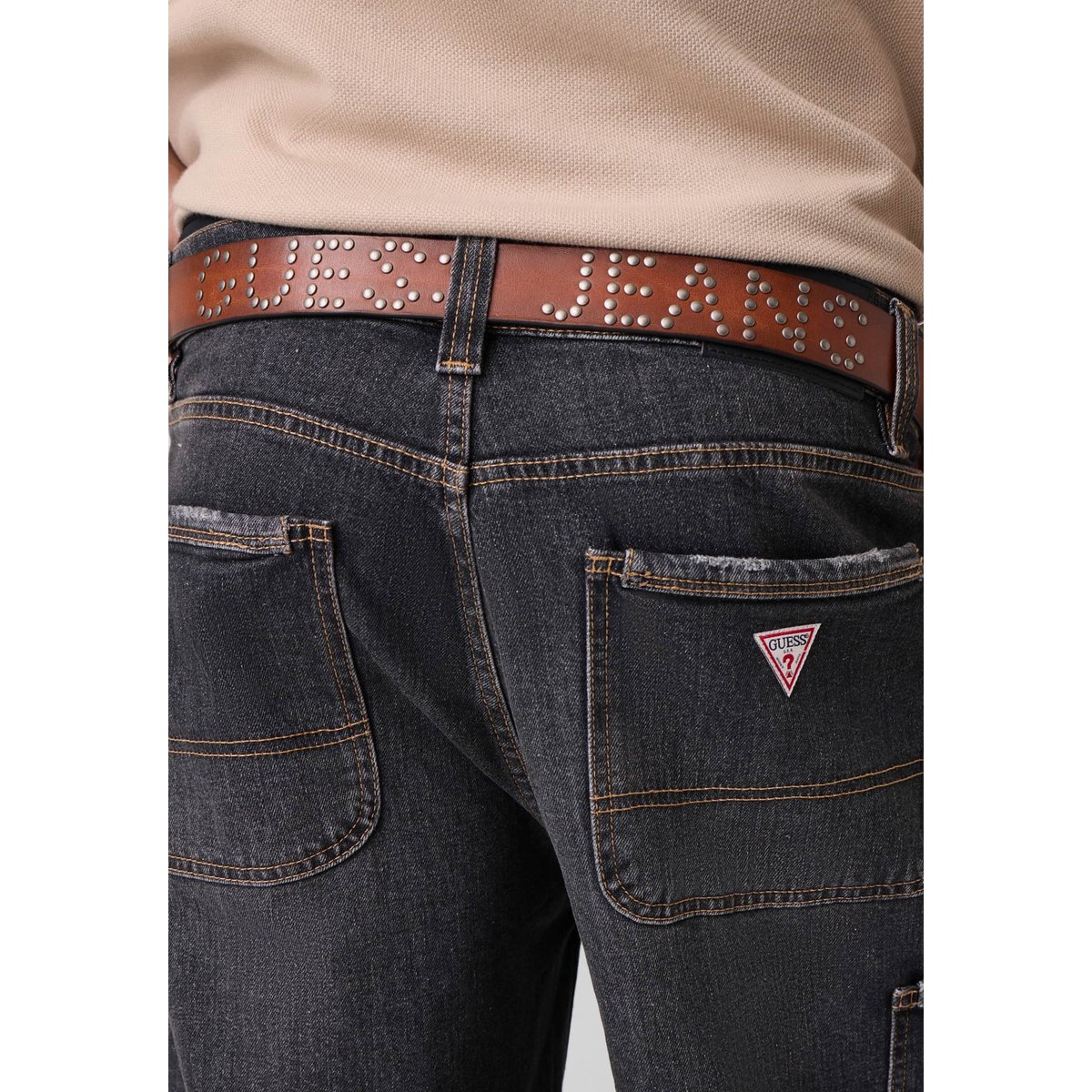 Ceinture En Cuir Véritable marron, GUESS JEANS
