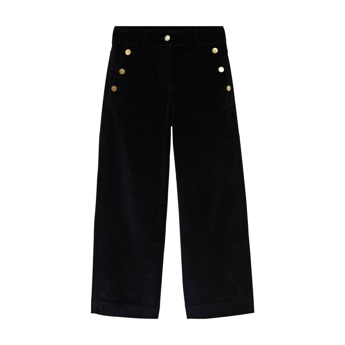 Pantalon bootcut taille haute velours noir, CACHE CACHE