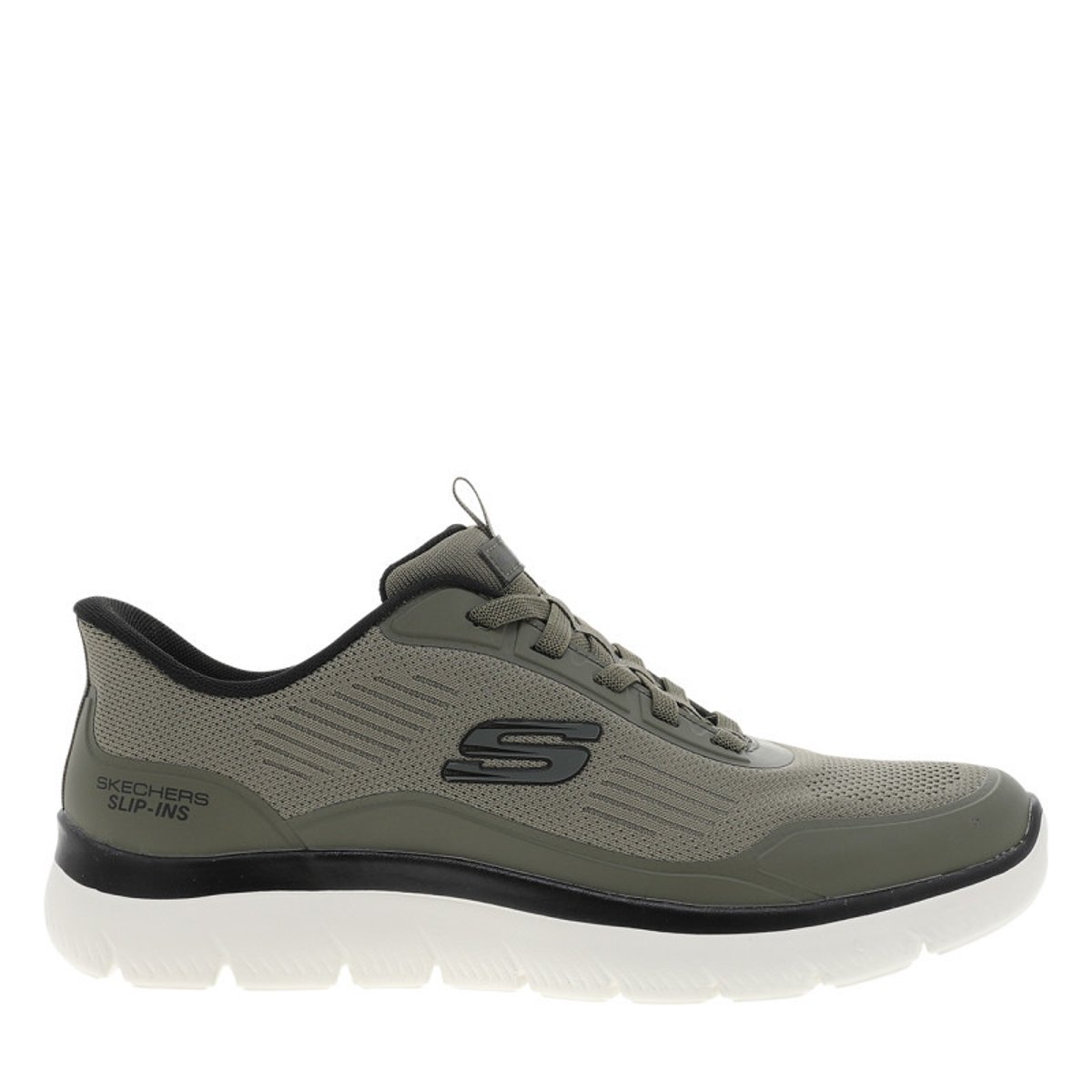 Baskets olive avec une semelle plate et une fermeture à slip-on vert, SKECHERS