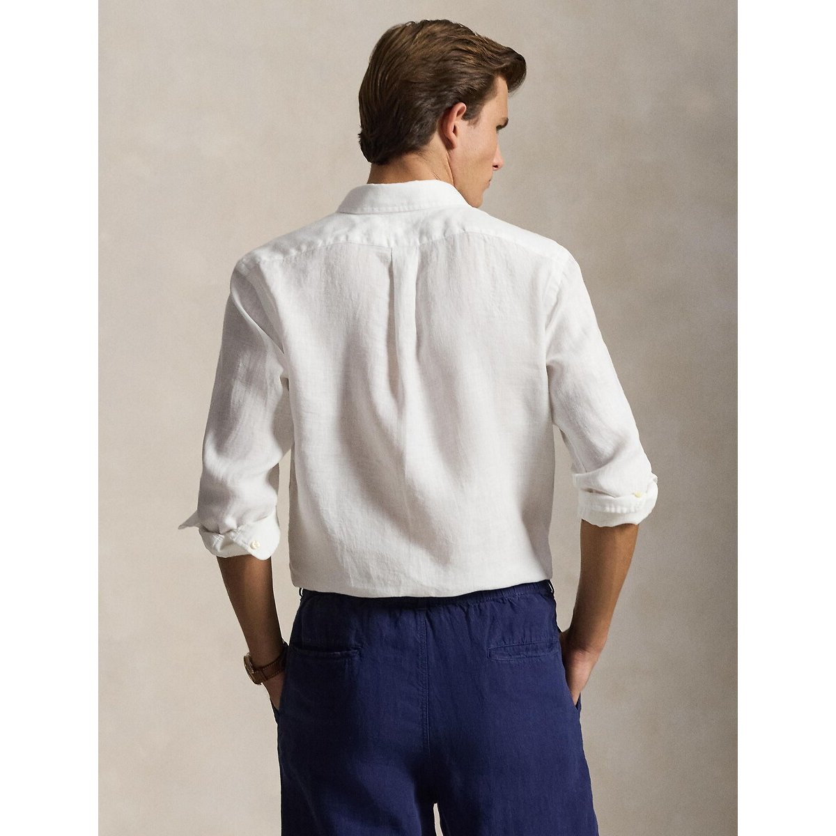 Leinenhemd Custom Fit weiss uni, POLO RALPH LAUREN