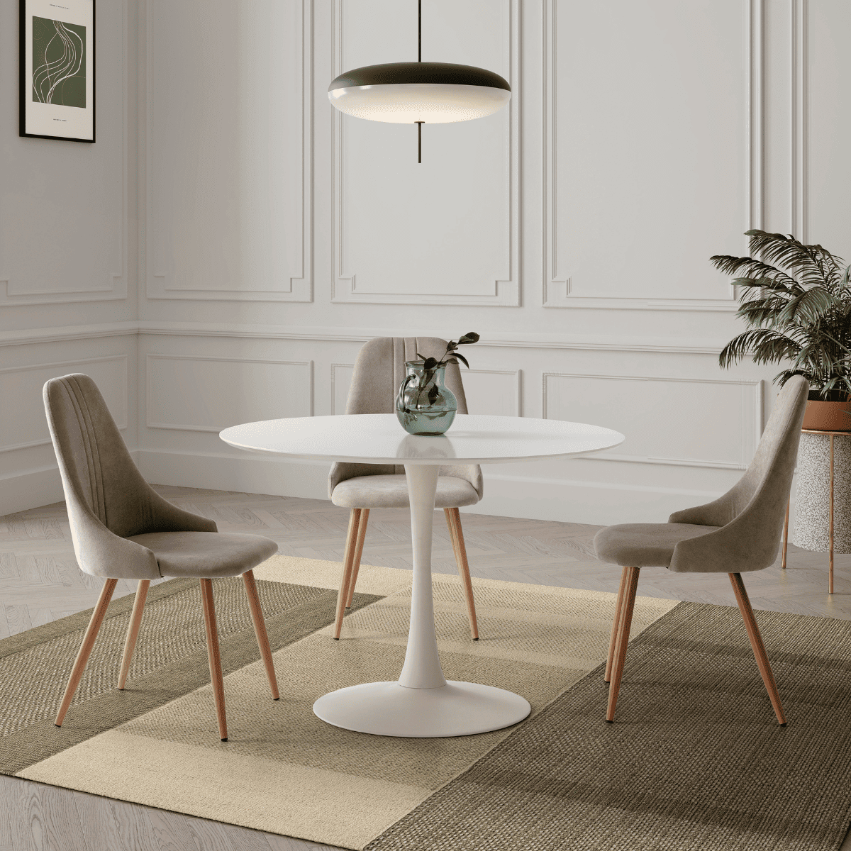 Table ronde pied métal diamètre 110 cm - ODA blanc, CALICOSY