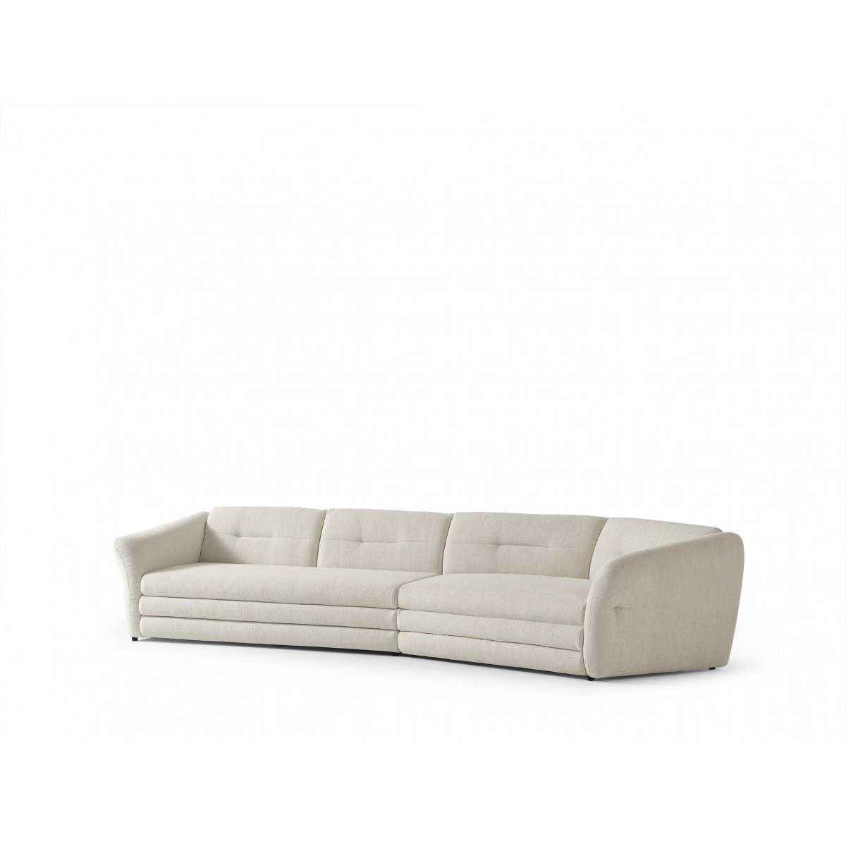 Canapé droit fixe 4 places en tissu chiné, MARBLE beige, BOBOCHIC