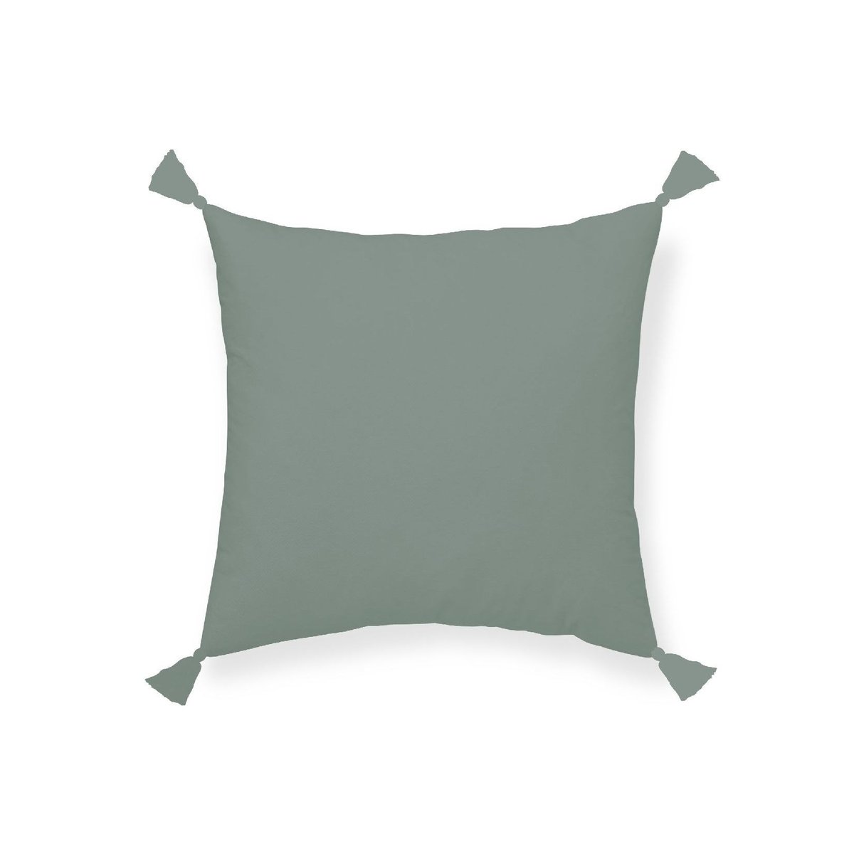 Coussin déhoussable à pompons uni gaze de coton INDIAN FLOWERS vert, TODAY