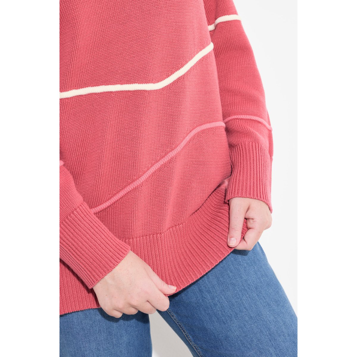 Pull en coton bio framboise, ULLA POPKEN