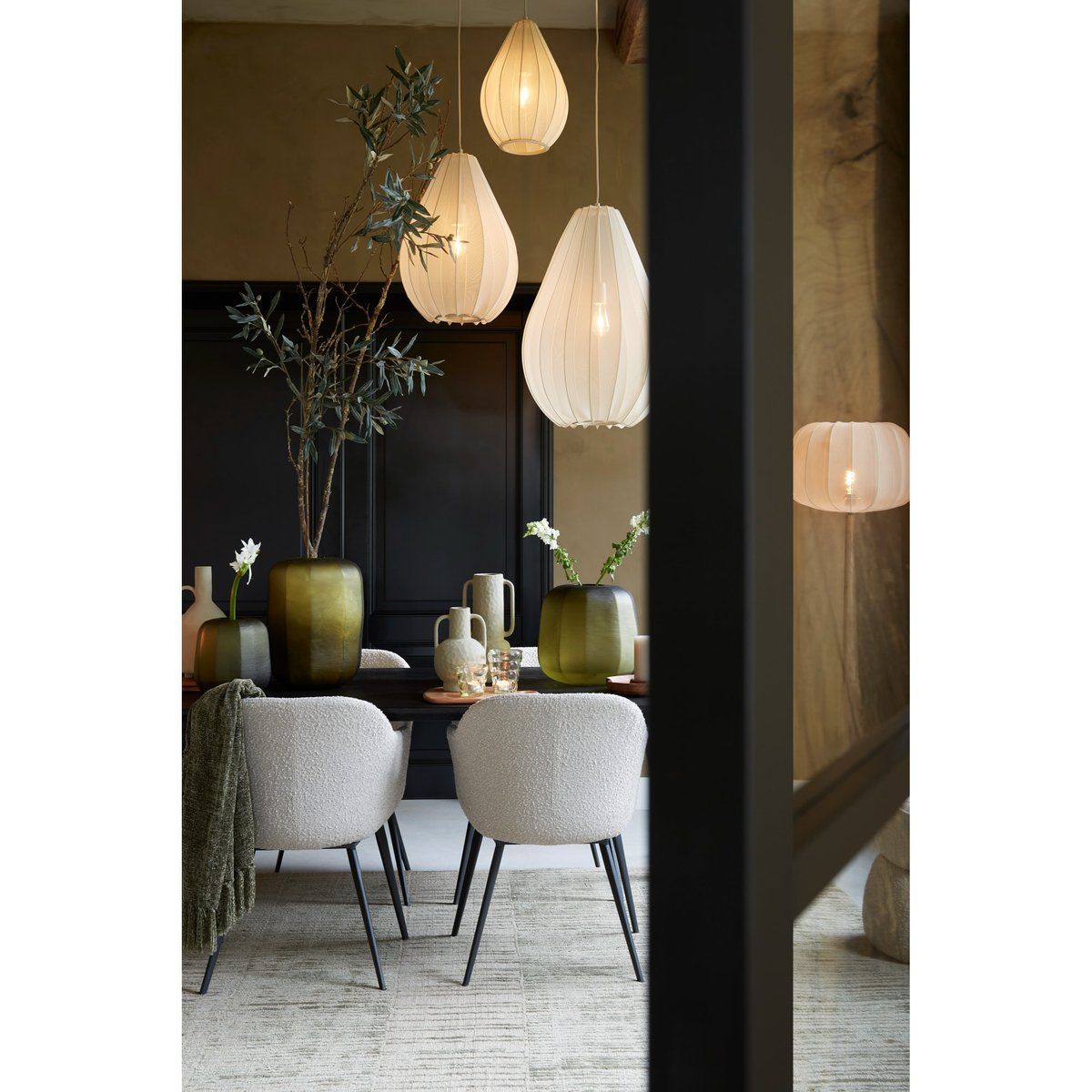 Lampe Suspendue Textiles ITELA brun sable, LIGHT & LIVING 