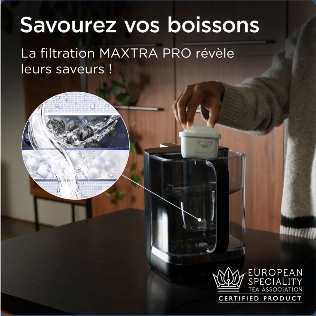Fontaine à eau CUBE (4.0 L) technologie UV-C & filtre à eau MAXTRA PRO Expert anti-tartre couleur unique, BRITA