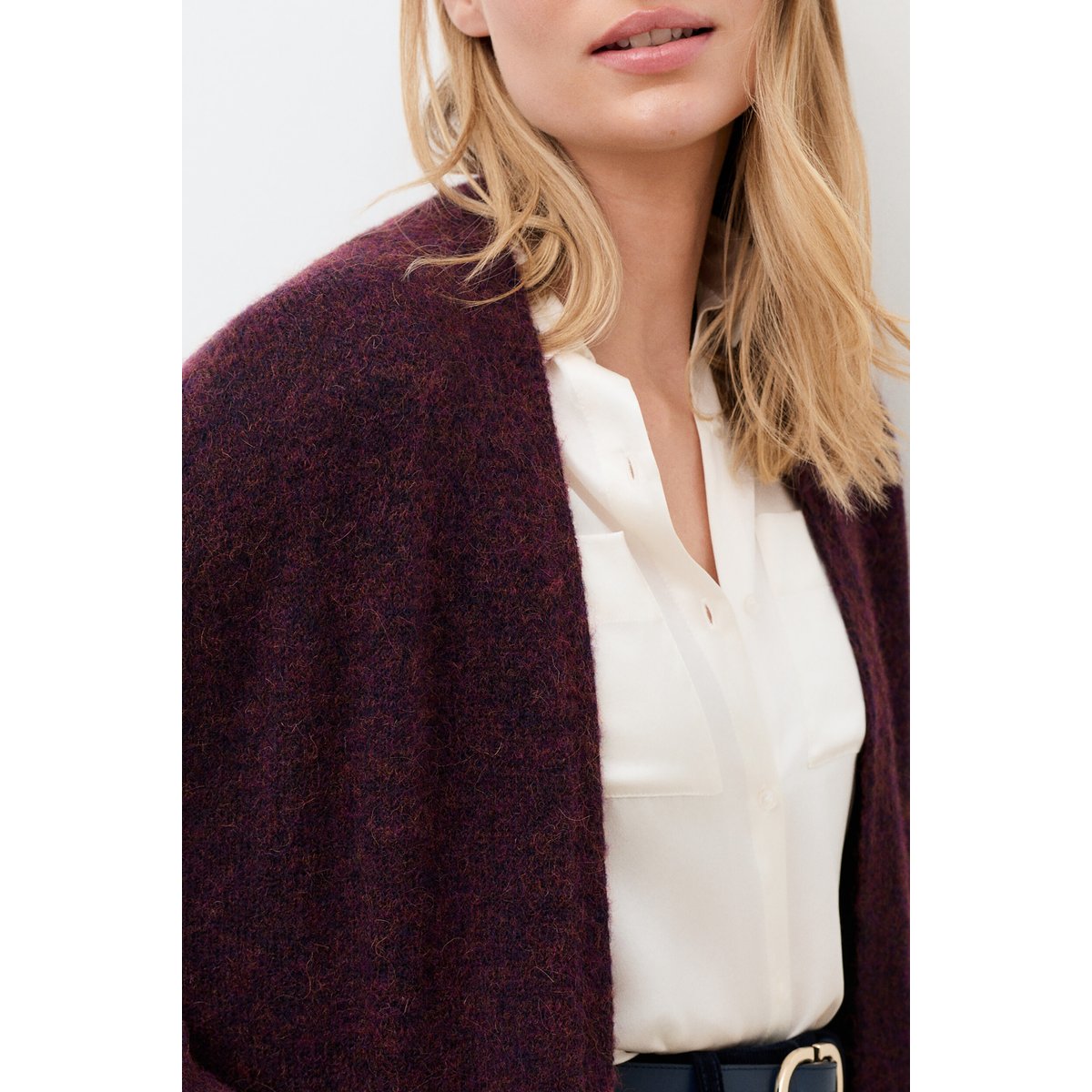 Gilet large en alpaga MGILDA prune, CAROLL