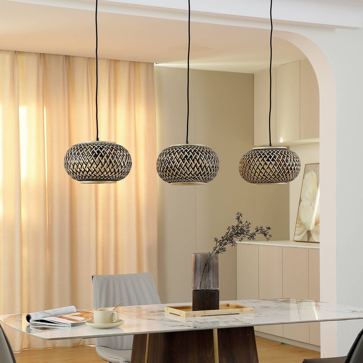 Suspension en bois traditionnelle, Nerys noir, bois foncé, LINDBY