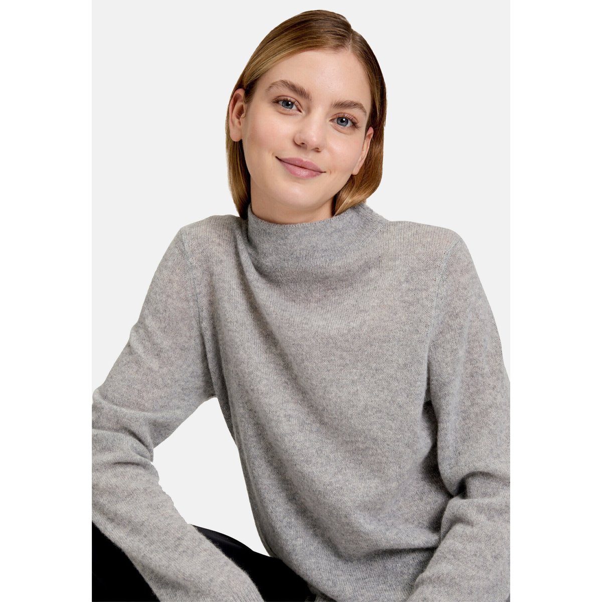 Pull en cachemire à col droit light silver melange, BETTY BARCLAY