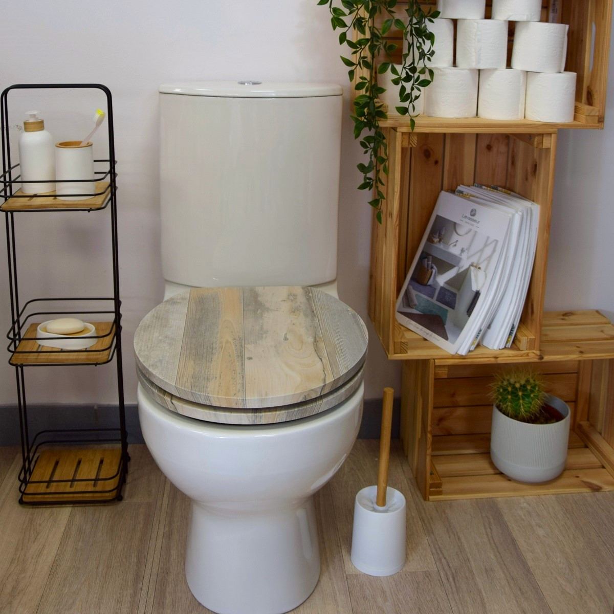 Abattant WC effet bois CARNAC beige, GUY LEVASSEUR