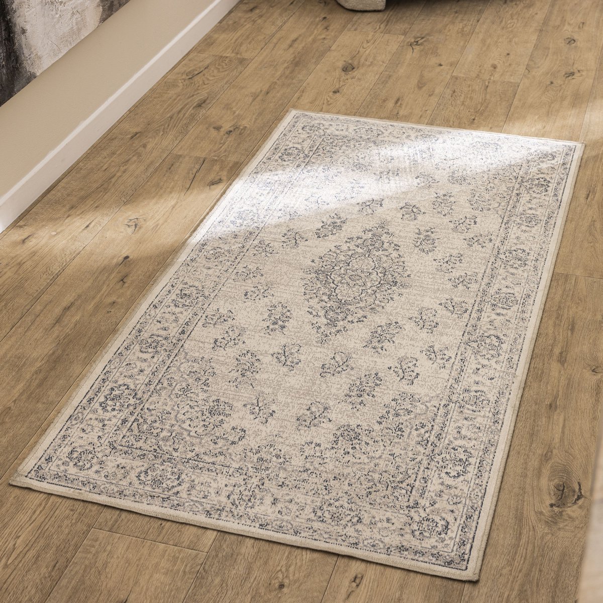 Tapis en viscose à poils courts, ELISTA bleu, INSPIRE
