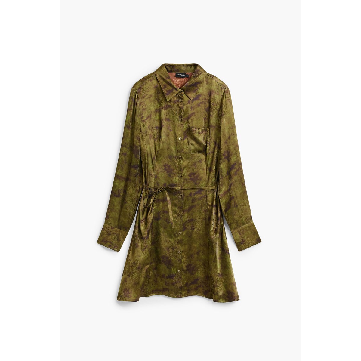 robe longue imprimée en viscose marron, DESIGUAL