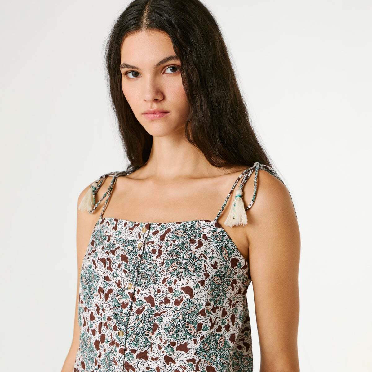Top À Bretelles À Imprimé Floral vert hydro, PEPE JEANS