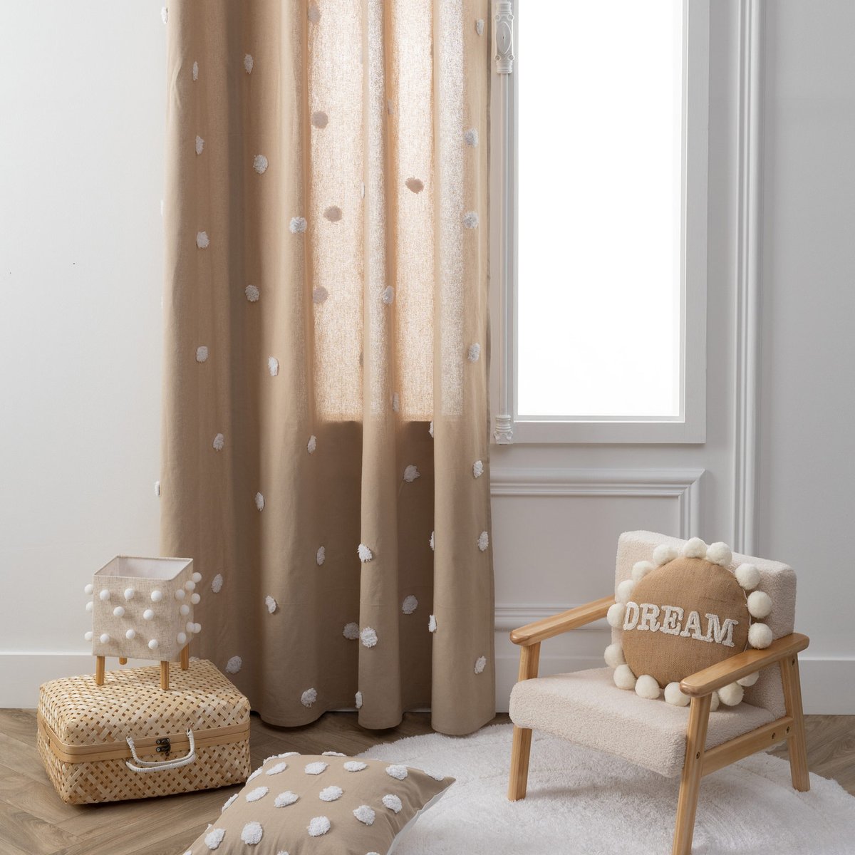 Coffre de rangement enfant pliable en jute YUKI marron, ATMOSPHERA FOR KIDS