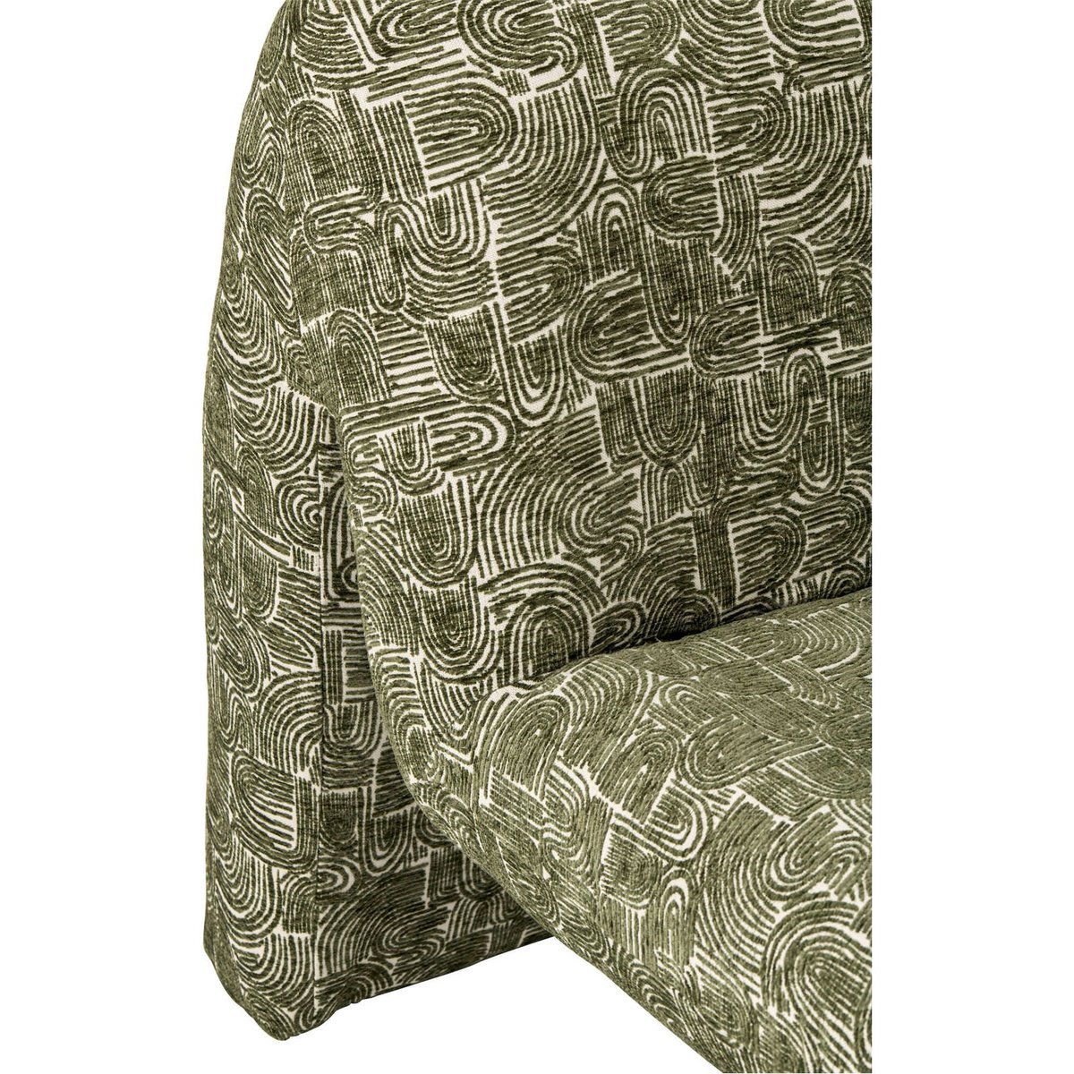 Chaise longue en tissu à motif graphique vert foncé, RECOLLECTION