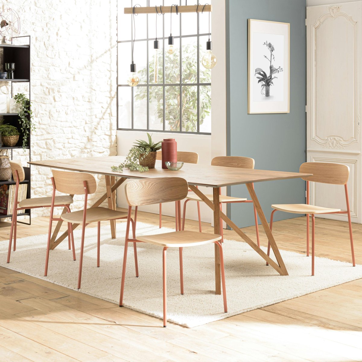 Chaise bois et métal terracota style écolier (lot de 2) TIM bois naturel, PIER IMPORT