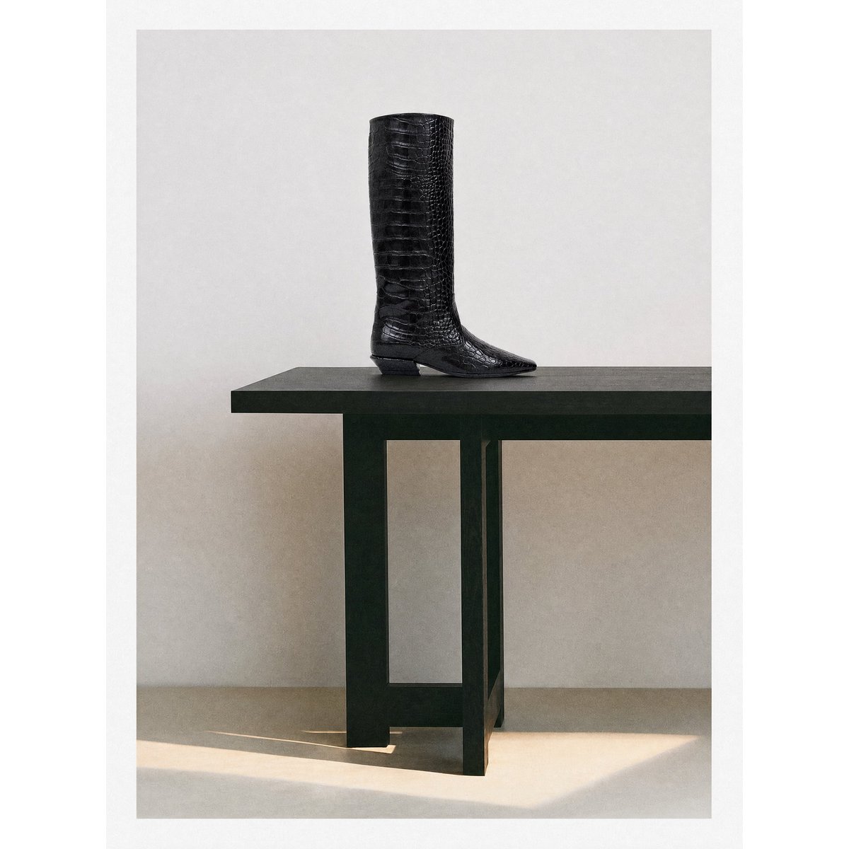 Bottes cavalières façon croco SARGENT noir, MI MAI