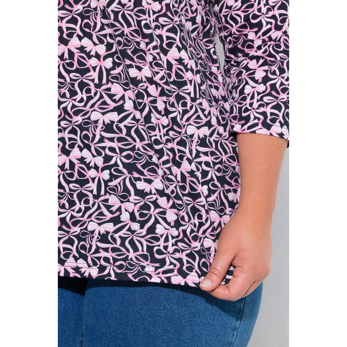T-shirt avec plis fantaisie marine, ULLA POPKEN