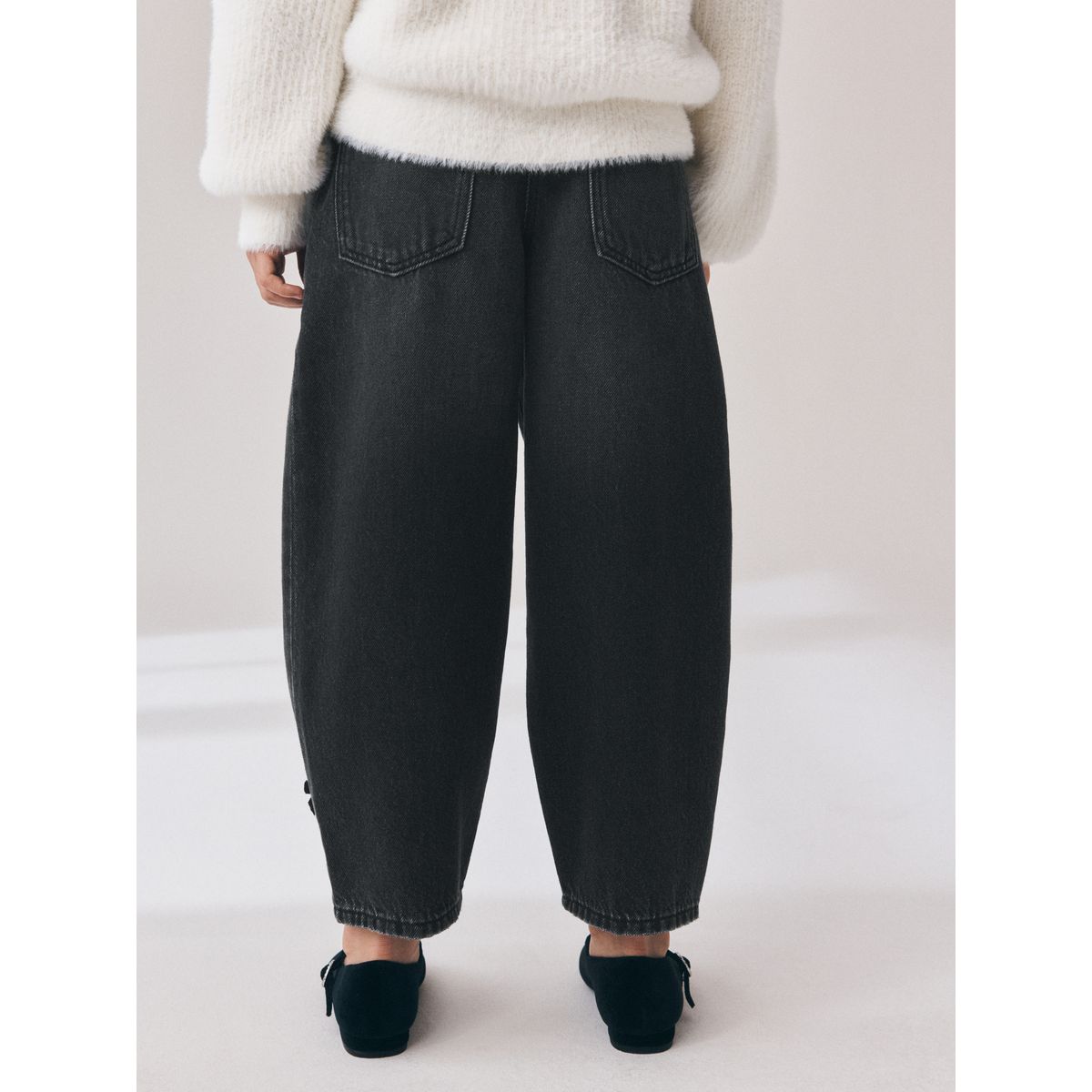 Jean barrel nœud papillon en velours anthracite, NEXT