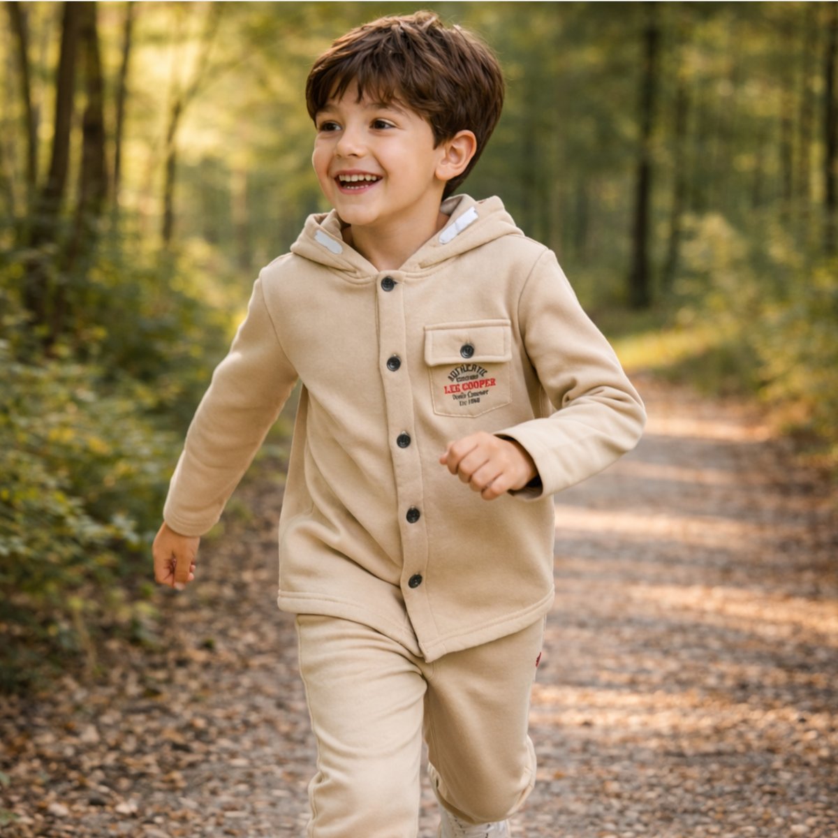 Veste à capuche boutonnée, manches longues et poche poitrine OVERSHIRT ecru, LEE COOPER