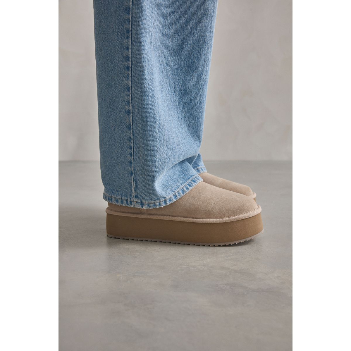 Bottes doublées à semelles compensées naturel, NEXT