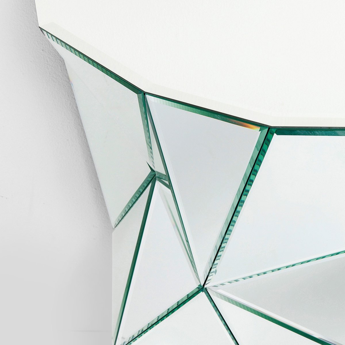 Console en verre miroir, PRISMA argent, KARE DESIGN
