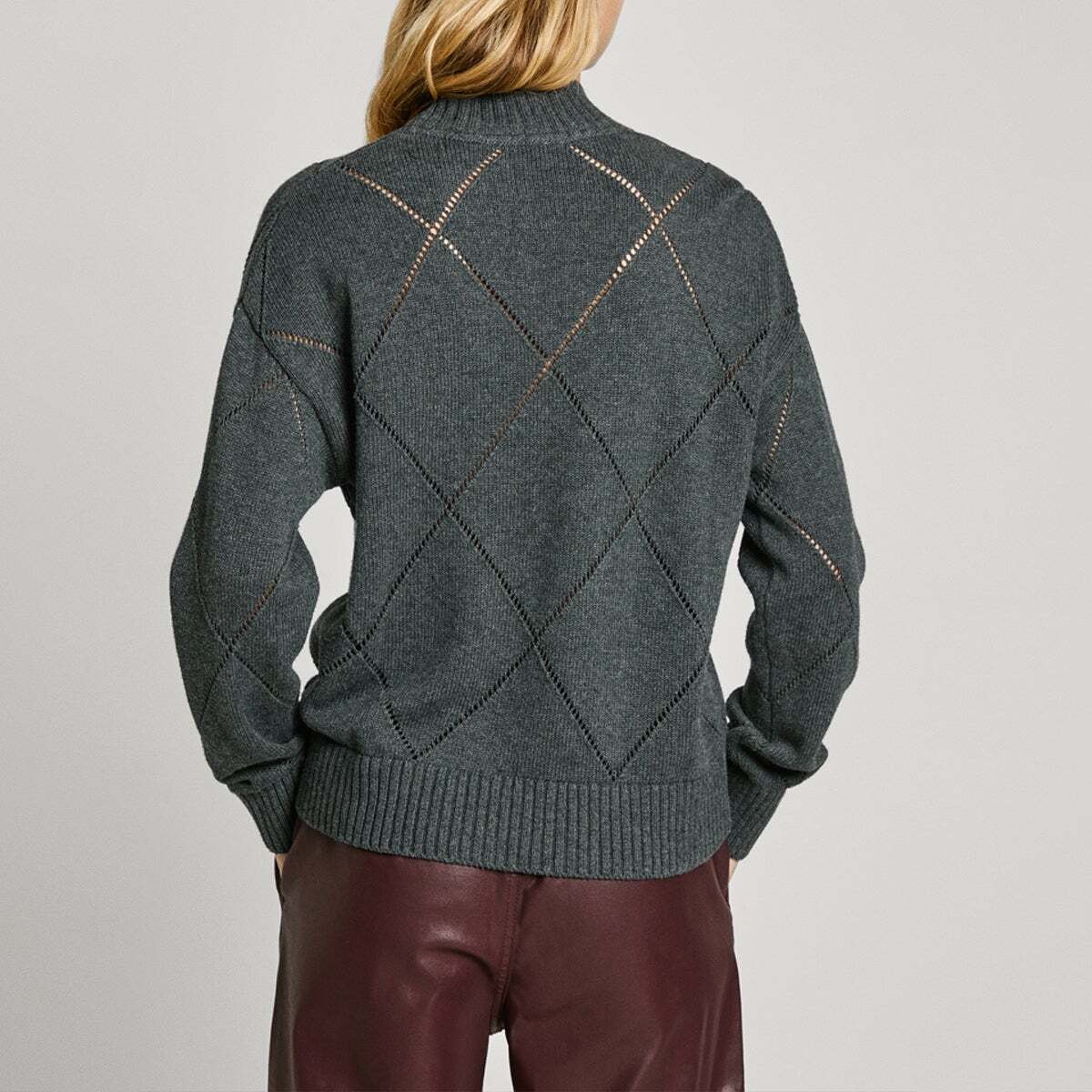 Pull À Col Perkins À Motifs Diamant gris foncé chine, PEPE JEANS