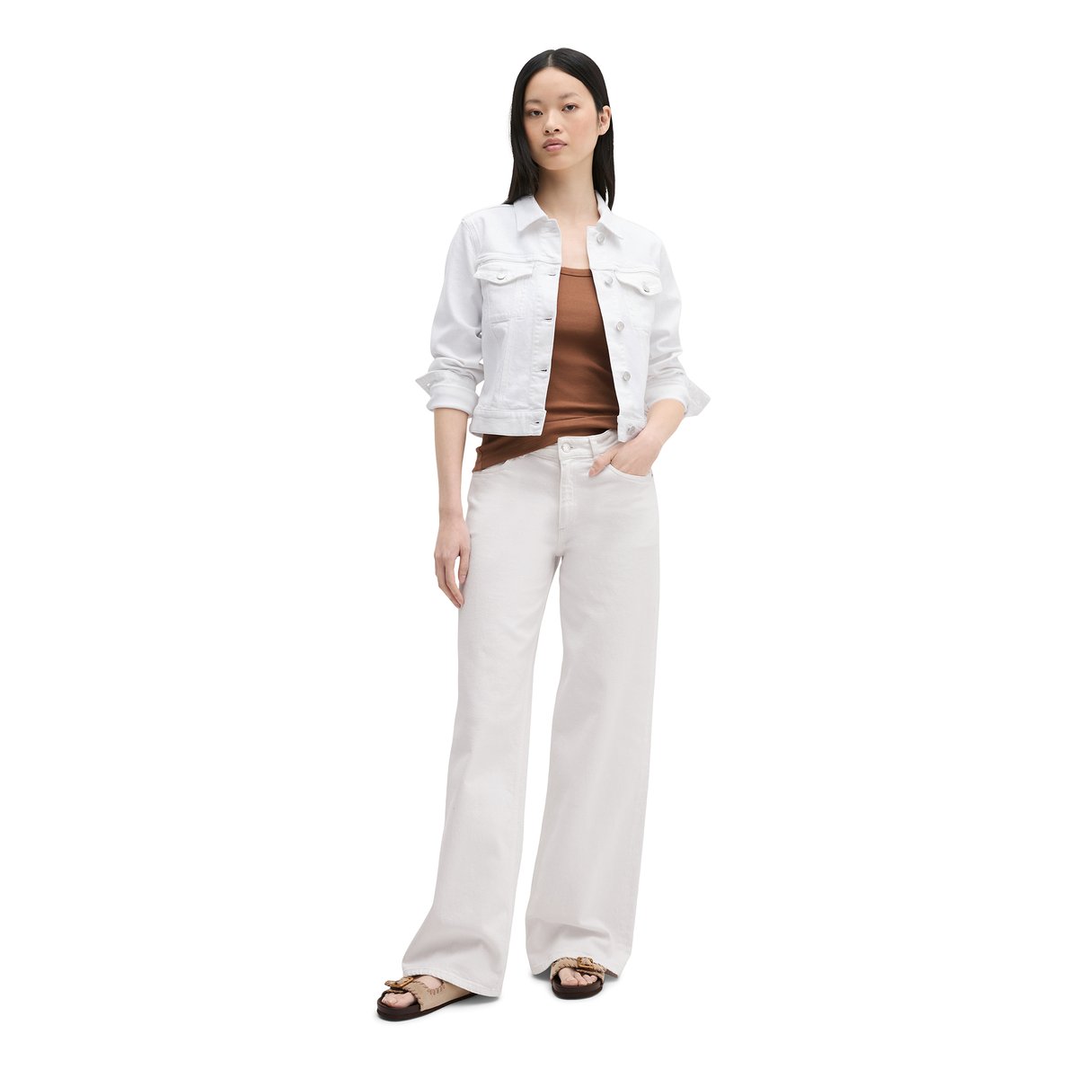 Veste en jean relaxed en mélange de coton organique blanc, MARC O'POLO