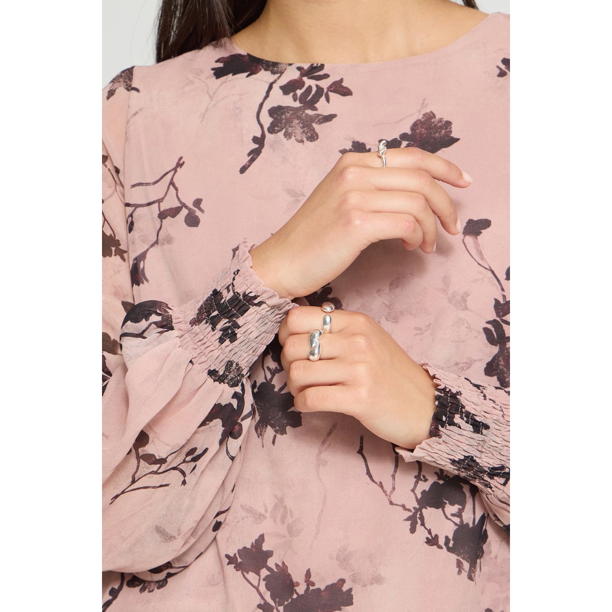 Blouse à manches longues rose mauve shadows, flower, B.YOUNG