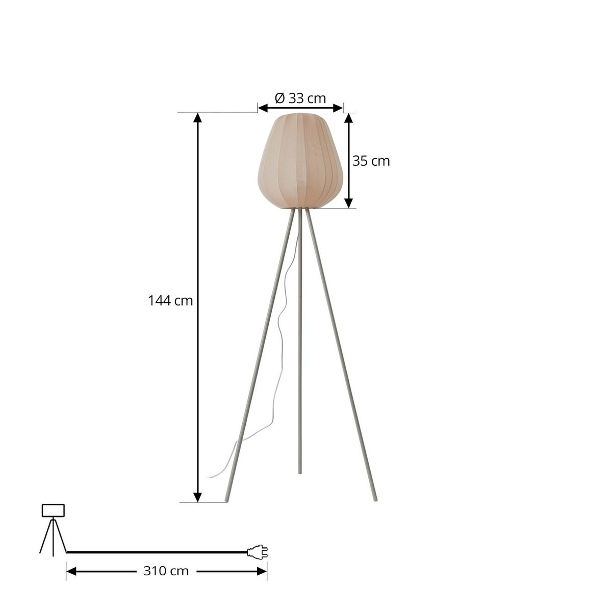 Lampadaire en textile scandinave, Helin beige, LINDBY