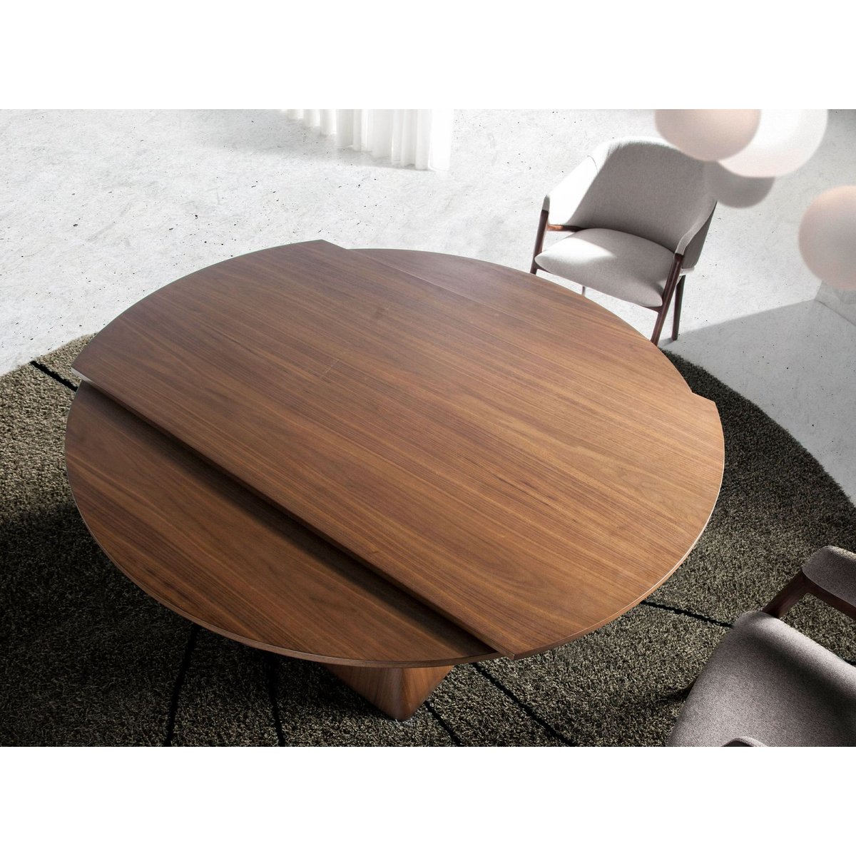 Table à manger à rallonge ronde noyer noyer, ANGEL CERDA