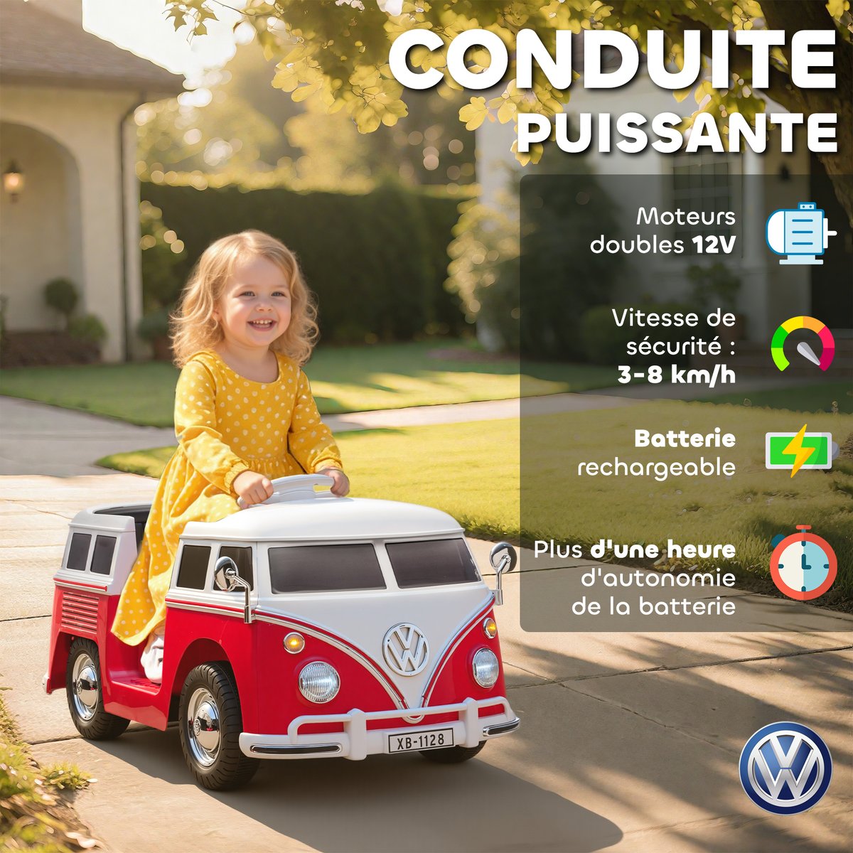 Voiture électrique à conducteur assis Métal rouge, AIYAPLAY