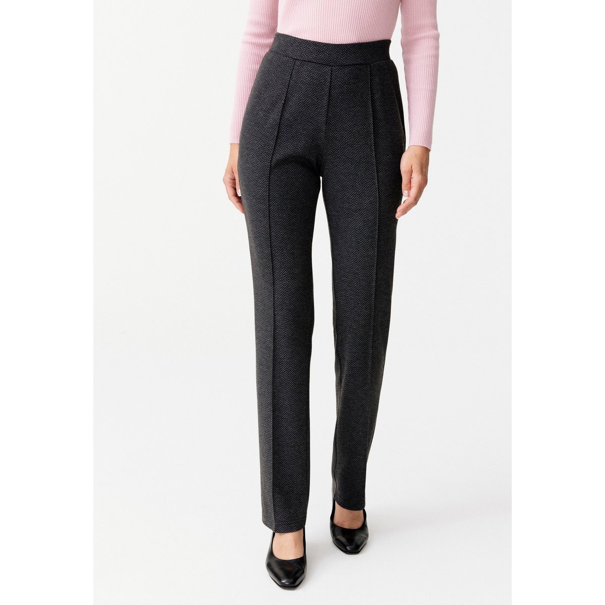 Pantalons maille milano - Lot de 2 gris chevrons + noir, DAMART