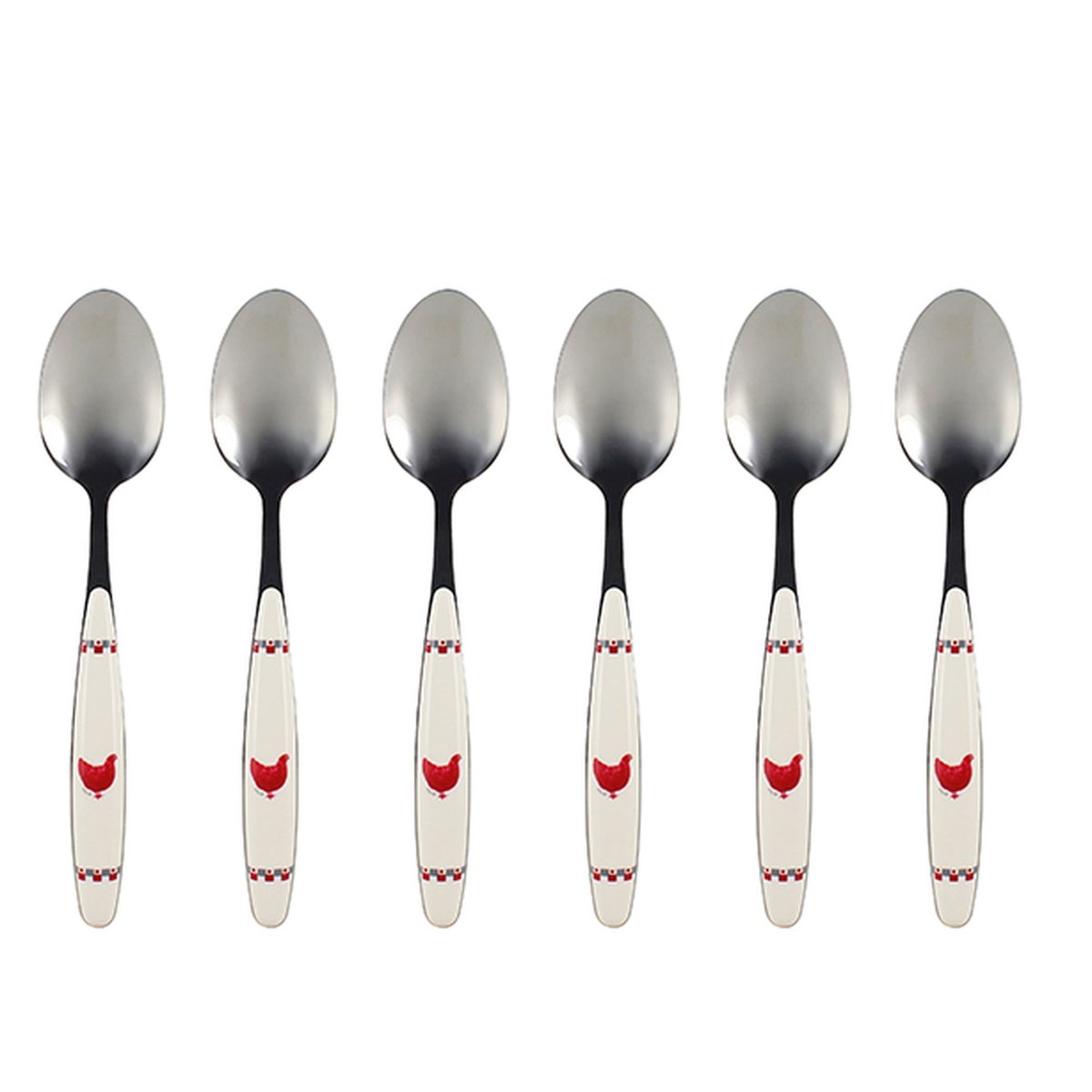 Lot de 6 cuillères 21cm, GALLINA beige-inox, NOVASTYL
