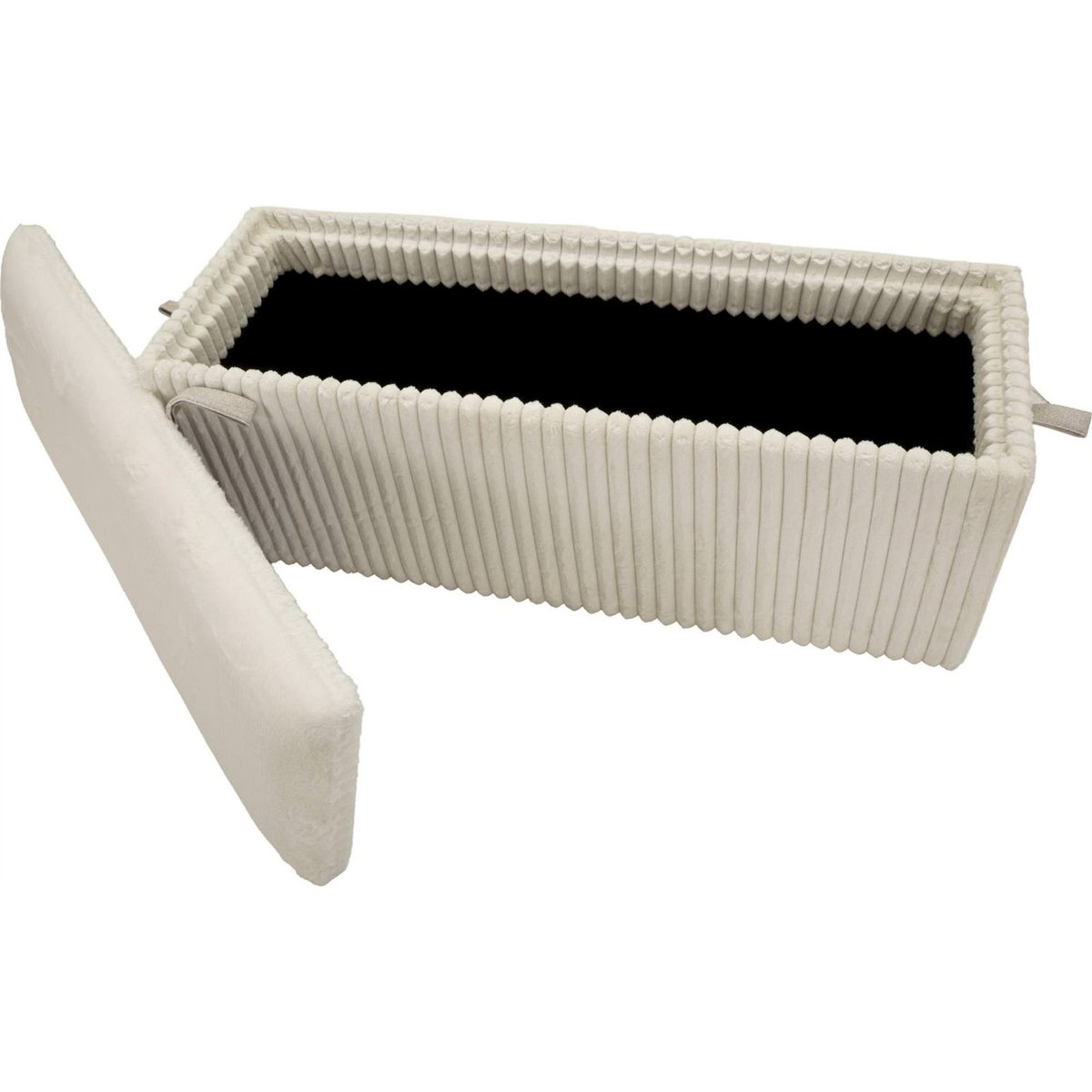 Banc coffre scandinave tissu côtelé MODERN blanc écru, RECOLLECTION