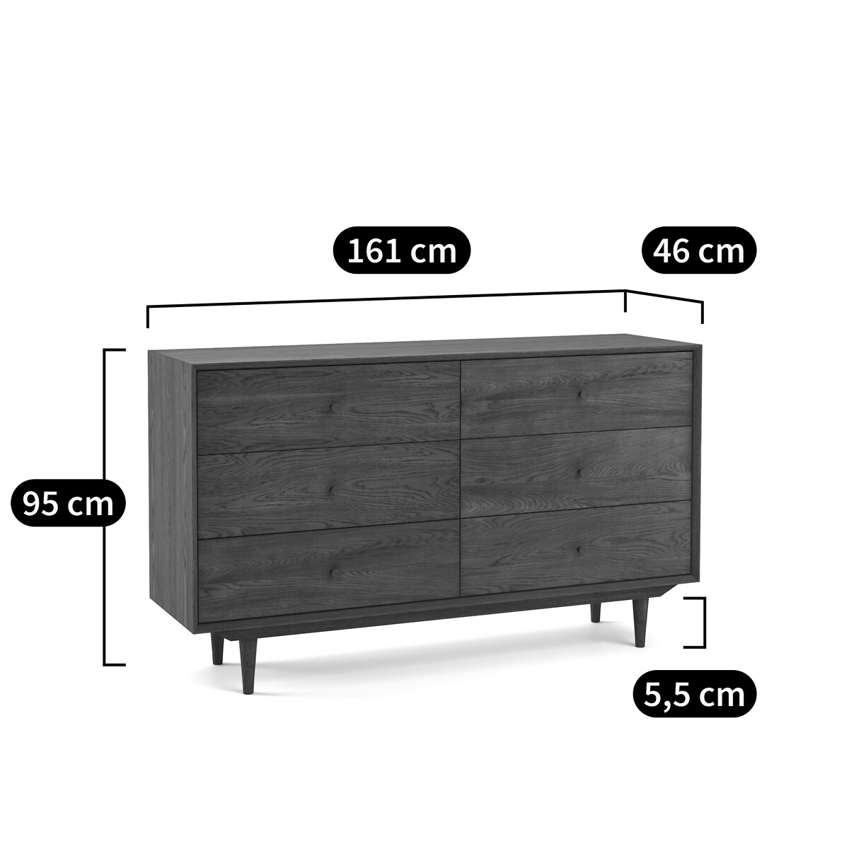 Comò 6 cassetti, Quilda legno chiaro miele, LA REDOUTE INTERIEURS