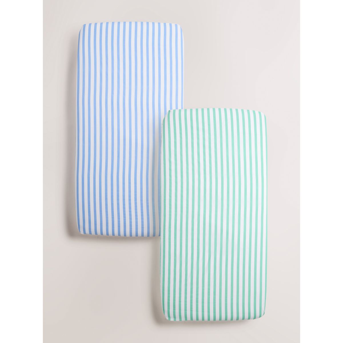 Draps-housses, lot de 2 rayures bleues/vertes brillantes, NEXT