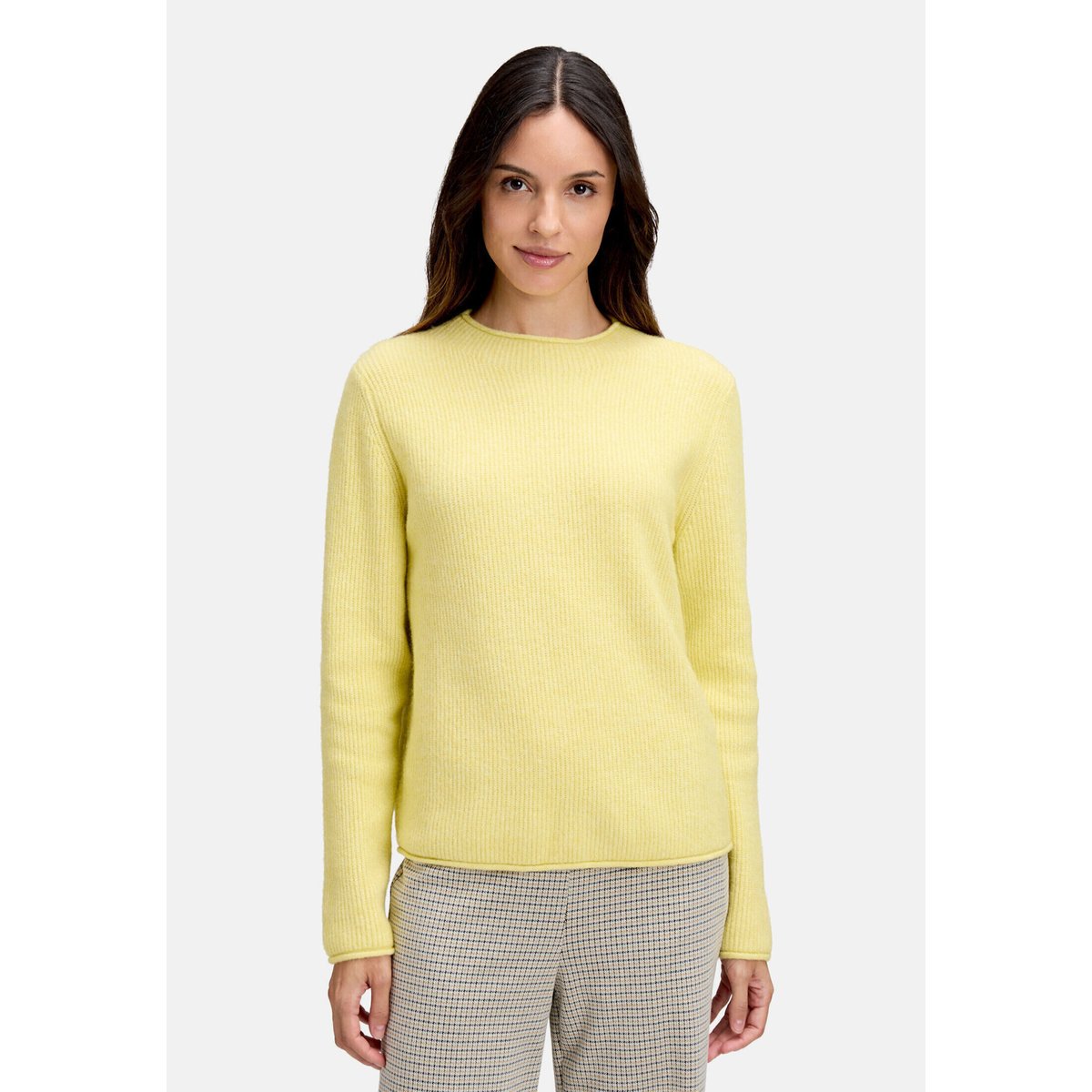 Pull-over en maille à col droit muted lime, CARTOON