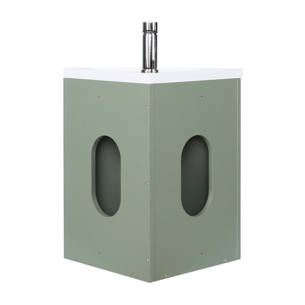 Ensemble lave-mains d'angle + robinet SKINO vert satiné, MOB IN