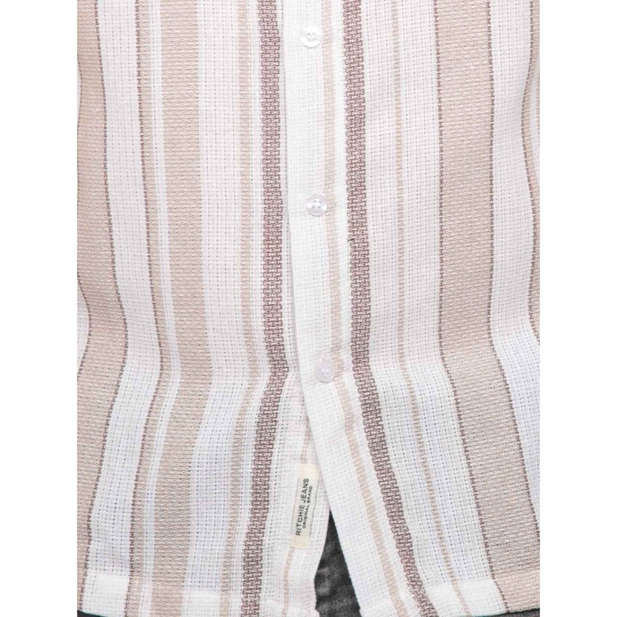 Chemise Manches Courtes Rayures Douparico beige, RITCHIE