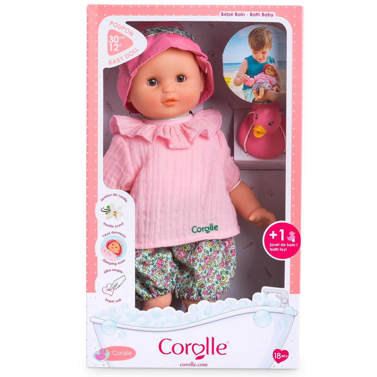 Poupon Bébé Bain Coralie - Bloomer rose, COROLLE