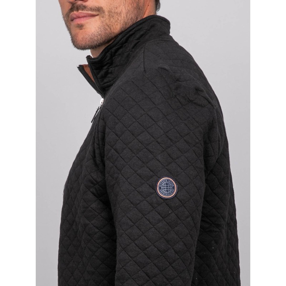 Sweat Matelassé Col Montant Zippé Woribou noir, RITCHIE
