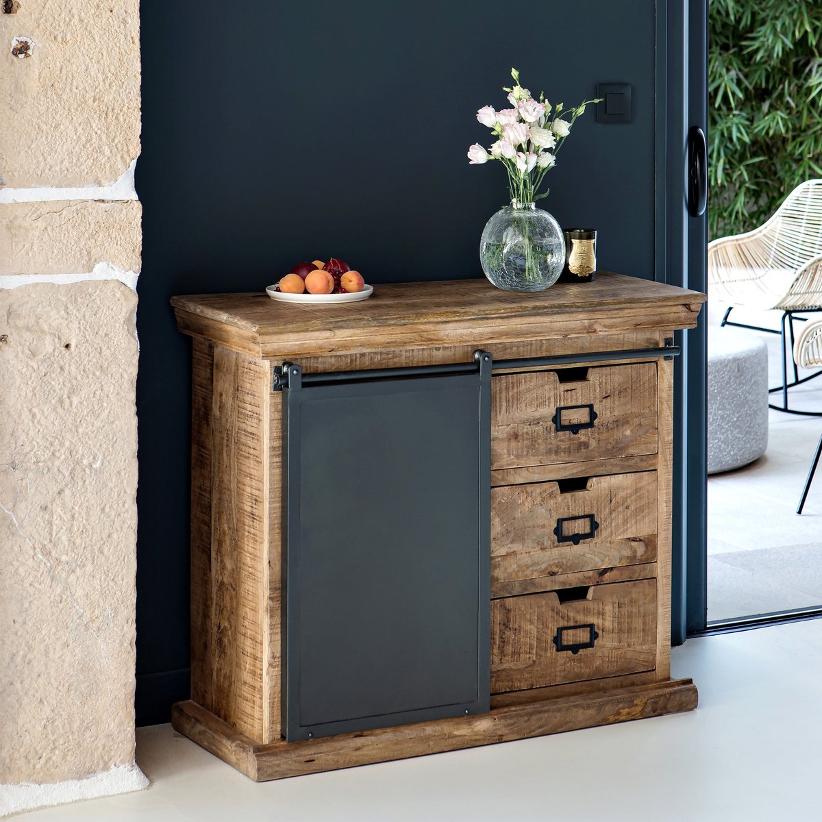 Ensemble 2 buffets moyen et petit en bois de manguier - TABUK marron, MAISON PAVANE